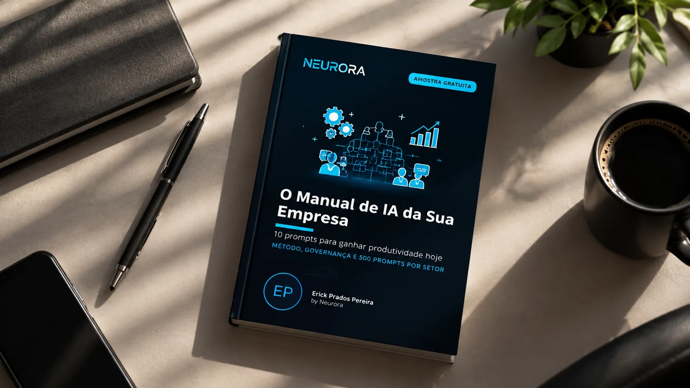 O Manual de IA da Sua Empresa sobre uma mesa de trabalho